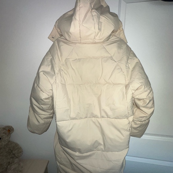 PUFFIT Hooded Long Puffer Coat – Cream | 3XL (16-18) | Water Repellent - Picture 6 of 6